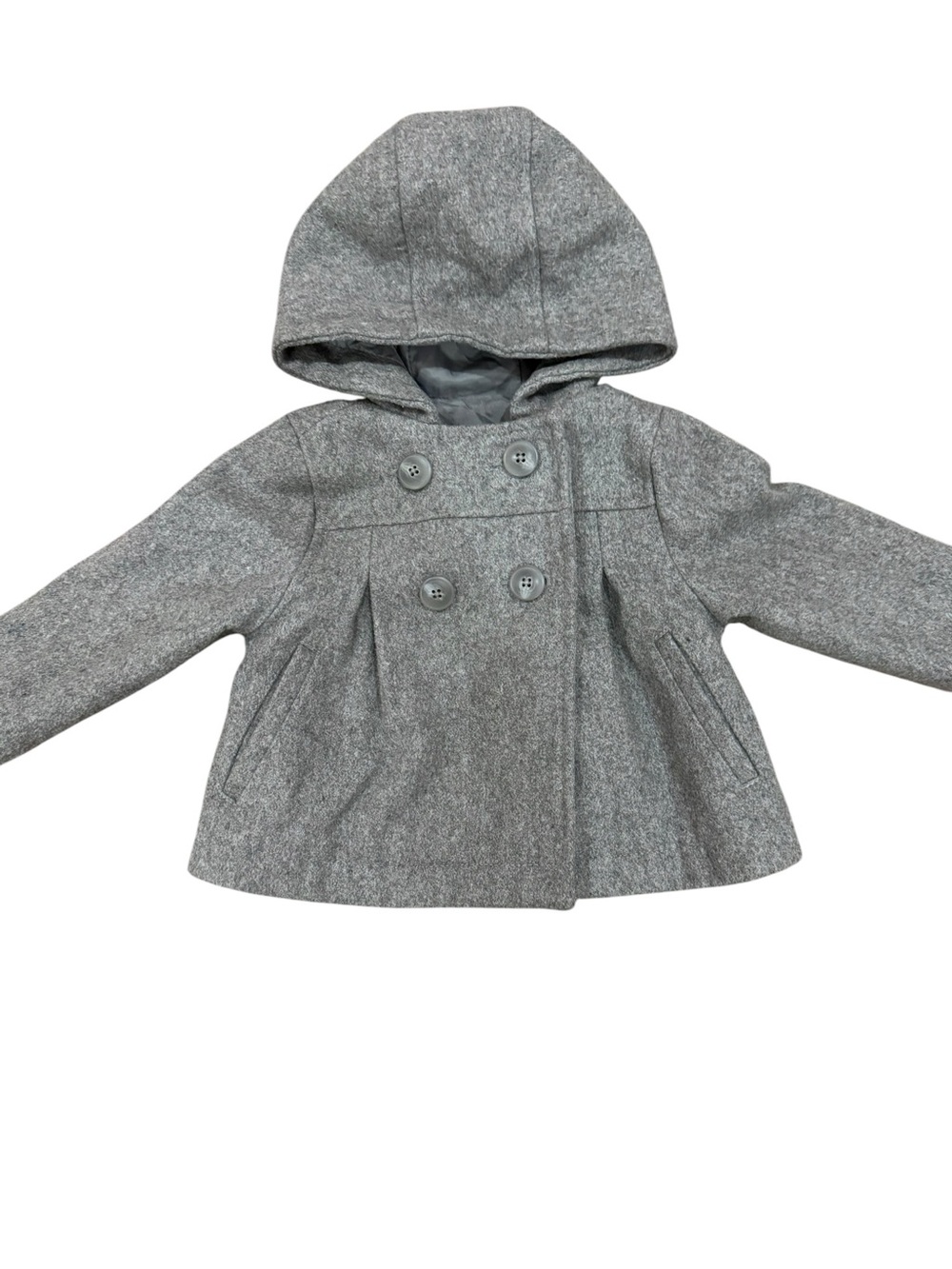 Old Navy Girls' Gray Hooded Double-Breasted Pea Coat